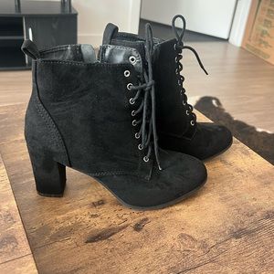 Black lace up booties